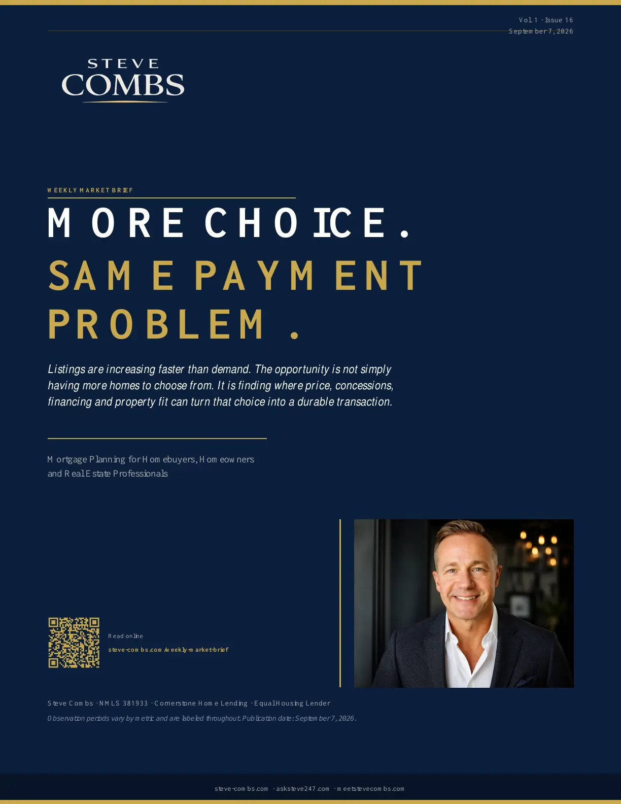 Cover of Steve Combs Weekly Market Brief Issue 16: More Choice. Same Payment Problem.